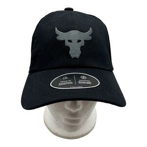 NWT Under Armour Project Rock Black Bull Logo‎ Stretch Fit Youth Kids Hat Cap OS